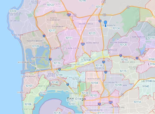 샌디에이고 지역 전화번호, 619·858·760 사용 지역 - San Diego - 1