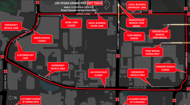 라스베이거스 F1 앞두고 스트립 야간 차선 통제 시작 - Las Vegas - 1