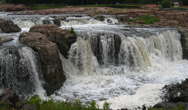 The Natural Scenery of Waterfalls in Sioux Falls, Falls Park - South Dakota - 1