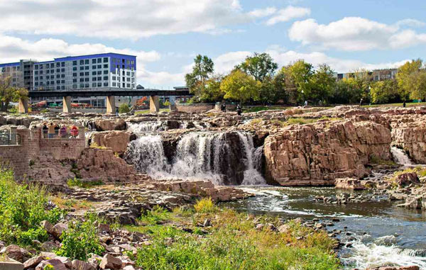 The Natural Scenery of Waterfalls in Sioux Falls, Falls Park - South Dakota - 2