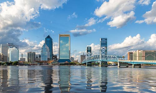 잭슨빌의 계절별 평균 기온, 연간 강우량 - Jacksonville - 1